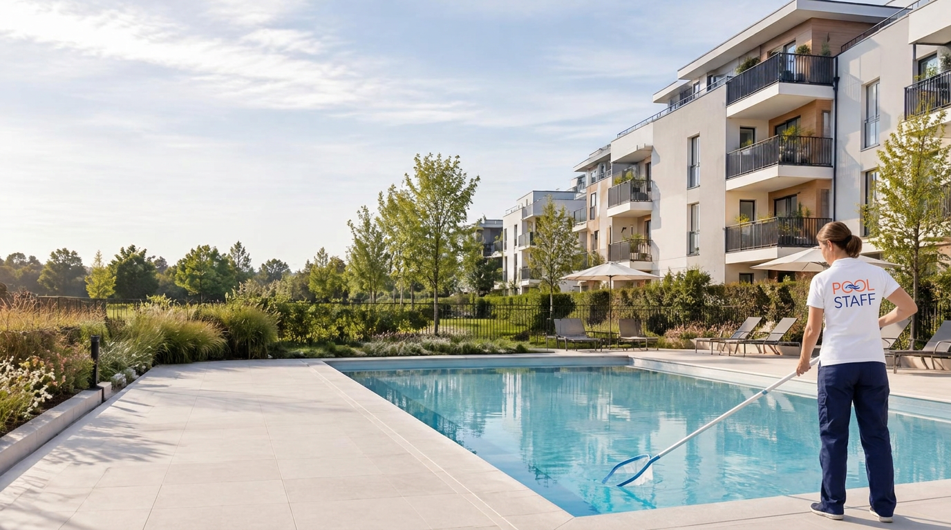 Piscine collective d'une résidence européenne entretenue par Pool Staff